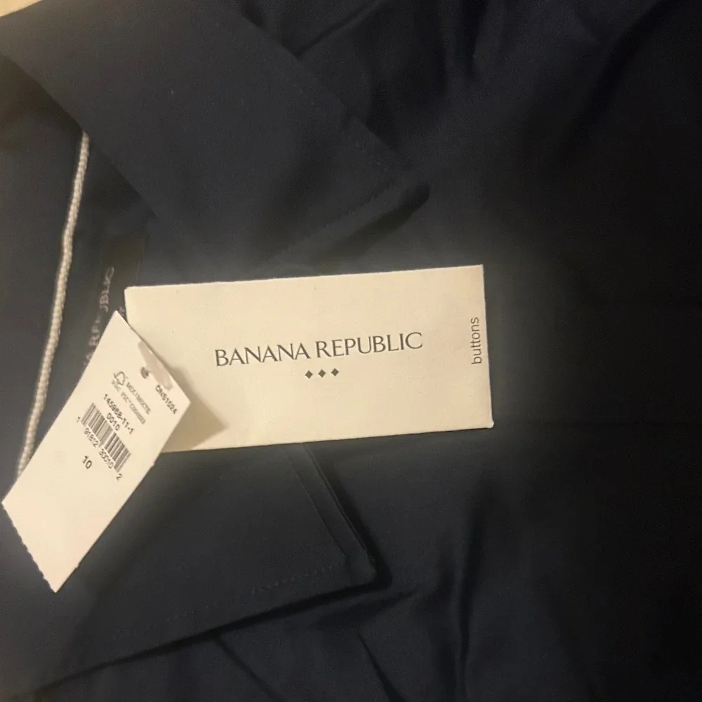 Banana Republic Mens‎ Non Iron Tailored Fit Navy Button Down Dress Shirt Size 10